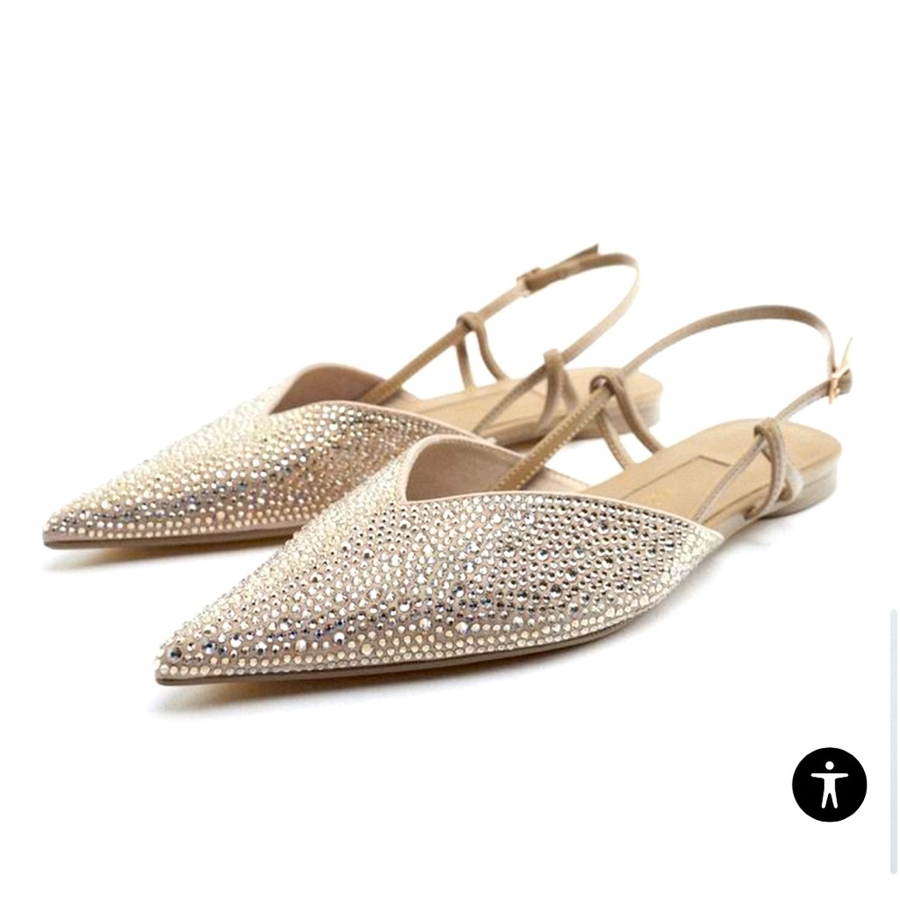 NWT Zara RHINESTONE SLINGBACK FLATS size 38 - Picture 2 of 6